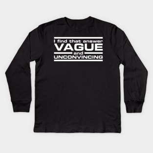 Vague Answer (white) Kids Long Sleeve T-Shirt